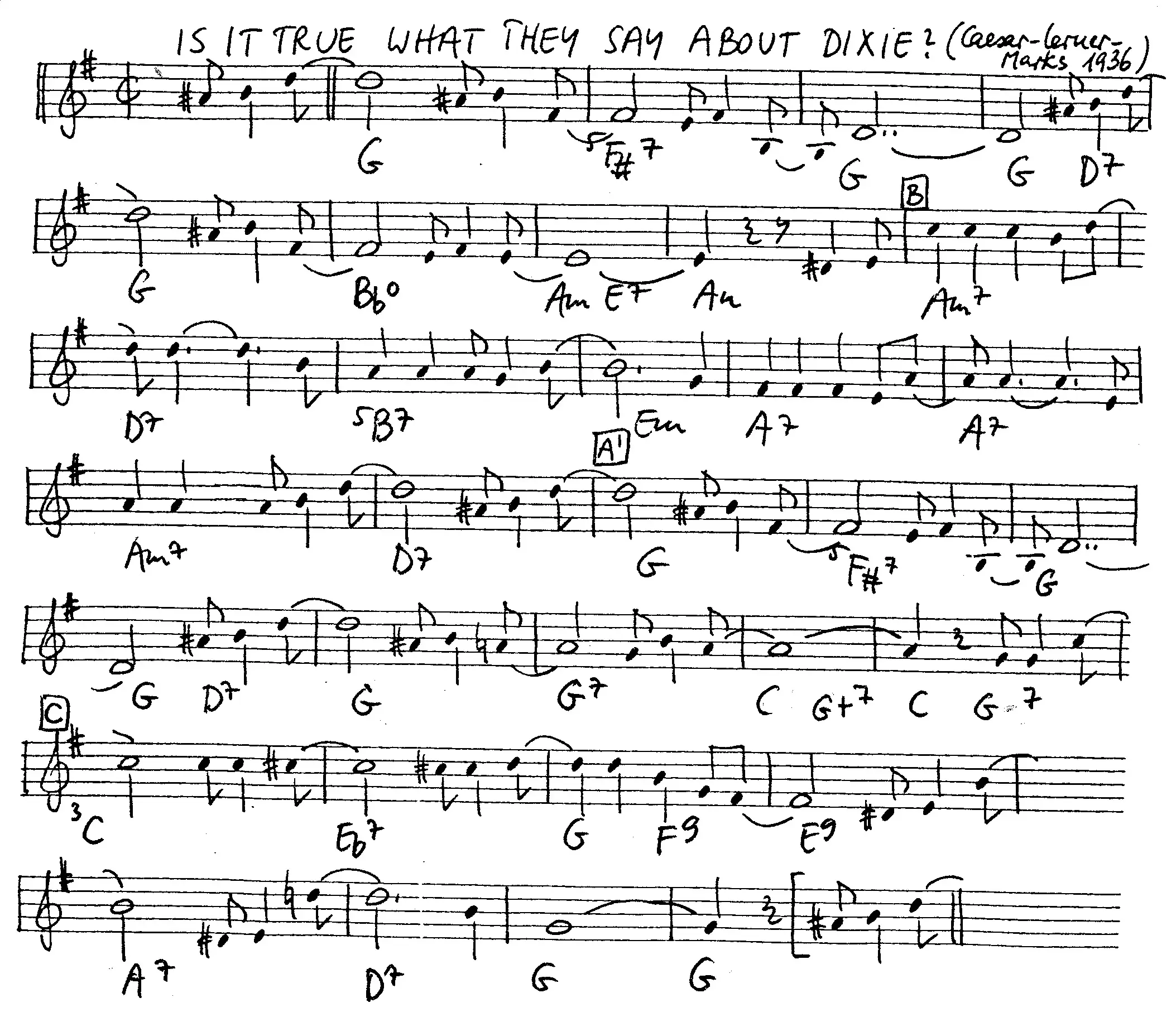 is it true what they say free jazz leadsheet - Courtesy of the Jungle Jazz Band